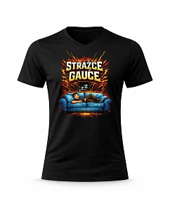 Pánské bavlněné tričko s potiskem - STRÁŽCE GAUČE - černé