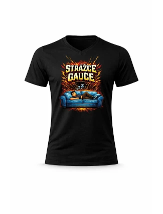 Pánské bavlněné tričko s potiskem - STRÁŽCE GAUČE - černé