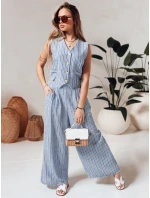 MODERESS dámské pruhované kalhoty s širokými nohavicemi modré FashionStreet UY2696