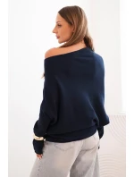 Dámský viskózový asymetrický svetr netopýří modrý