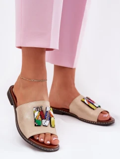 Dámské Pantofle Na Plochém Podpatku S Ozdobou Zlaté Clelione