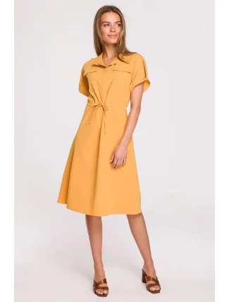 Dámské košilové šaty Yellow S298 - Stylove