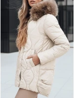 Dámská zimní bunda s kožešinou ecru FashionStreet TY5495