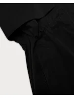 Černá dámská bunda s ohrnutými rukávy LHD (LHD-24591)