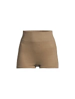 Dámské tréninkové legíny CASALL Shiny Seamless Rib Hotpants, zelená barva Dámské tréninkové legíny CASALL Shiny Seamless Rib Hotpants, zelená barva