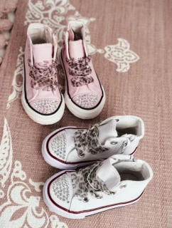 Dětské Tenisky Se Zirkony Bílé Smile