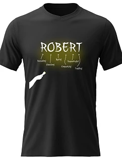 Pánské bavlněné tričko s potiskem - VLASTNOSTI - ROBERT - černé