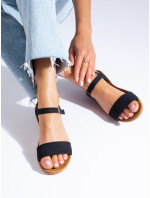 Trendy černé dámské  sandály na klínku