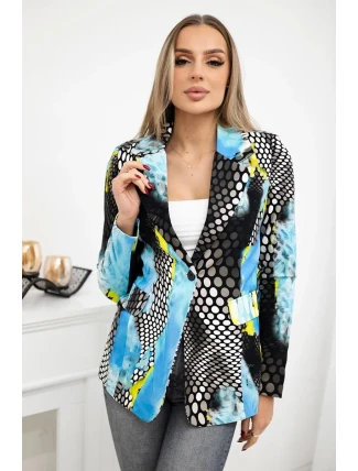 Bavlněná bunda s potiskem a knoflíkem modrý Bavlněná bunda s potiskem a knoflíkem modrý