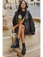 Dámské kotníkové boty se zlatým detailem zateplené černé Serene