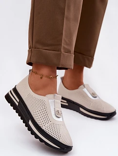 Dámské pohodlné boty z pravé kůže S.Barski LR61-7092 Béžové