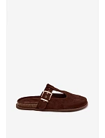 Dámské Mule z umělé semišové hnědé Melvia