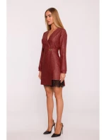 M871 Zavinovací šaty z tvídu - bordó M871 Zavinovací šaty z tvídu - bordó