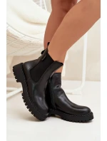 Dámské zateplené kožené boty na zip Big Star – černé