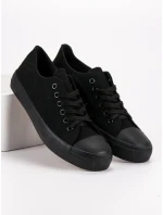 Luxusní  tenisky černé dámské bez podpatku