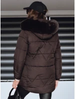 Dámská zimní prošívaná bunda s kapucí hnědá FashionStreet TY5326 Dámská zimní prošívaná bunda s kapucí hnědá FashionStreet TY5326