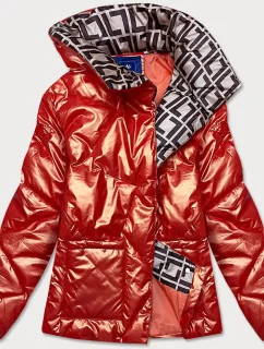 Oranžová dámská bunda s leskem (OMDL-023)