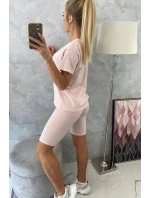 Souprava top+legíny pudrově růžová