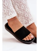 Dámské Pantofle Na Platformě Z Eko Semiše Černé Jorina