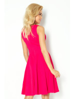 Společenské šaty luxusní s kolovou sukní středně dlouhé malinové - Malinová / S - Numoco