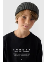 Tričko S Dlouhým Rukávem Pro Chlapce S Potiskem Regular 4F 4FJWAW24TLONM294-20S Černé Tričko S Dlouhým Rukávem Pro Chlapce S Potiskem Regular 4F 4FJWAW24TLONM294-20S Černé