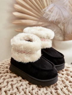 Sněhové boty dětské s kožešinou a vzorem černé Melefia