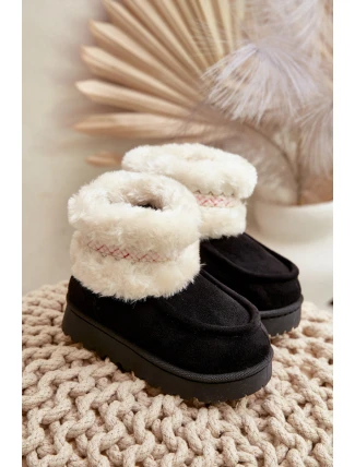 Sněhové boty dětské s kožešinou a vzorem černé Melefia