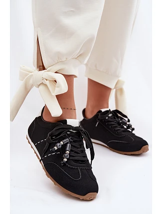 Dámské nízké tenisky s korálky černé Galora