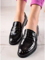 Výborné černé polobotky dámské na plochém podpatku Výborné černé polobotky dámské na plochém podpatku