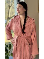 Dámský župan dlouhý s kapucí Broskev