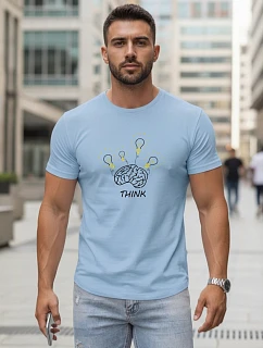 Pánské bavlněné tričko s originálním potiskem, světle modré, FashionStreet NX0149R
