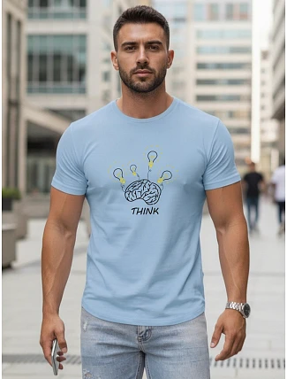 Pánské bavlněné tričko s originálním potiskem, světle modré, FashionStreet NX0149R Pánské bavlněné tričko s originálním potiskem, světle modré, FashionStreet NX0149R