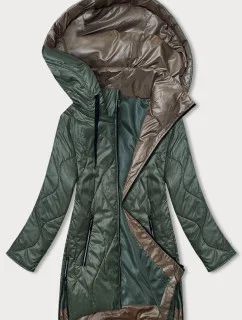 Tmavě zelená dámská bunda s odepínací kapucí (B8218-10)