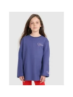 Dívčí tričko oversize s potiskem a dlouhým rukávem 4F 4FJRAW25TLONF589-33S