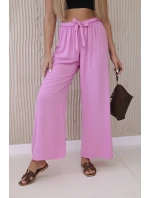 Kalhoty s širokým pasem světle růžová Kalhoty s širokým pasem světle růžová