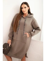 Dámská bavlněná šaty s kapucí zateplená fango