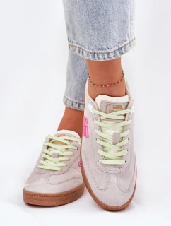 Semišové Sportovní Boty Tenisky Dámské D.Franklin Ztlumená Bílá DFSH387005