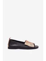 Kožené elegantní baleríny s odhalenými prsty Zazoo 1865 zlaté-černé