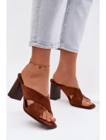 Dámské sandály na podpatku hnědé Denessa