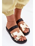 Kožené dámské pantofle s přezkou Zlaté Lemela