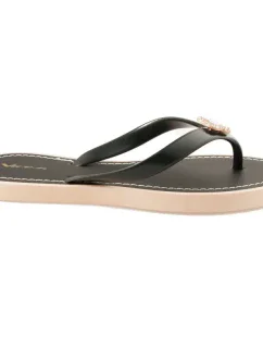 Elegantní černé žabky s ozdobou