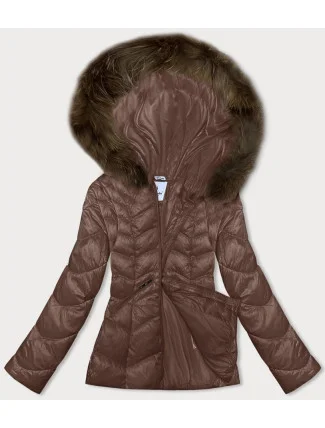 Dámská prošívaná bunda ve velbloudí barvě pro přechodné období s kapucí Glakate (LU-2202) Dámská prošívaná bunda ve velbloudí barvě pro přechodné období s kapucí Glakate (LU-2202)