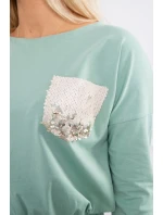 Šaty s flitrovou kapsou tmavě mátové