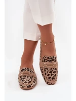Dámské mokasíny/loafersy s panteřím vzorem Evelora – béžové