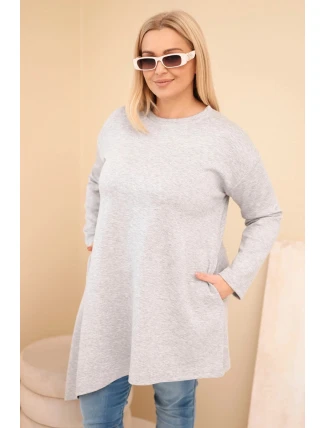 Dámská sukýnka Plus Size z viskózy s volným střihem a dlouhým rukávem šedá Dámská sukýnka Plus Size z viskózy s volným střihem a dlouhým rukávem šedá
