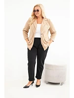 Dámské sako Plus Size manšestrové s klopami a kapsami camelová Dámské sako Plus Size manšestrové s klopami a kapsami camelová