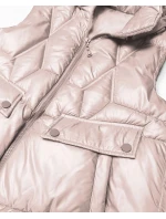 Krótki bezrękawnik damski z odpinanym kapturem Goodlookin blady różowy (B8258-51)