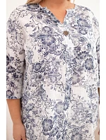 Dámská bavlněná halenka plus size s krátkým rukávem a ozdobným knoflíkem bílá Dámská bavlněná halenka plus size s krátkým rukávem a ozdobným knoflíkem bílá