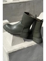 Dámské kotníkové boty na platformě a plochém podpatku Zelené Levira