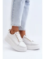Dámské kožené tenisky na platformě CheBello 4367 bílé